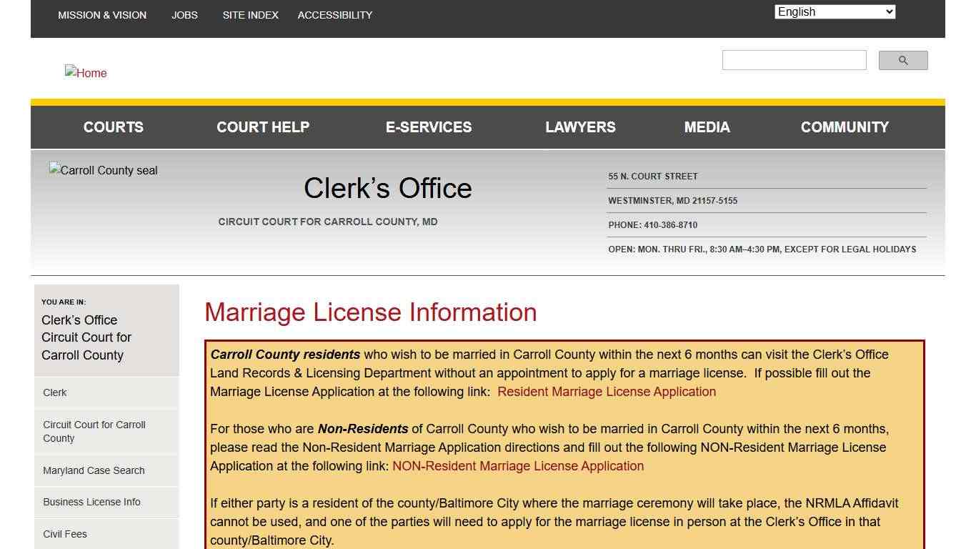 Marriage License Information | Maryland Courts