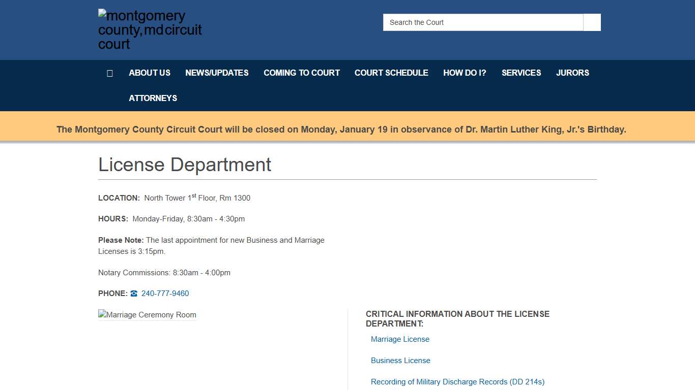 License Department - Montgomery County, MD Circuit Court