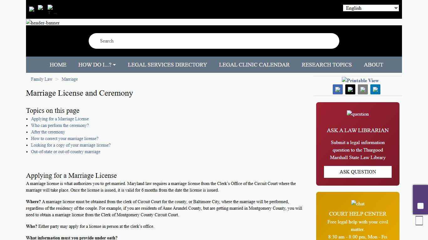 Marriage License and Ceremony | The Maryland People's Law Library